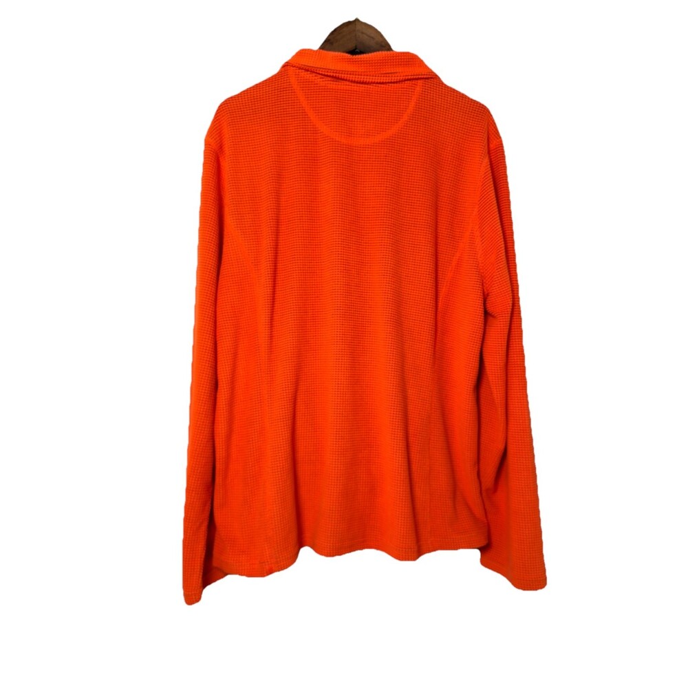 Tangerine XXL Orange Waffle Knit Quarter Zip Women's Pullover Athleisure Top - Picture 2 of 6